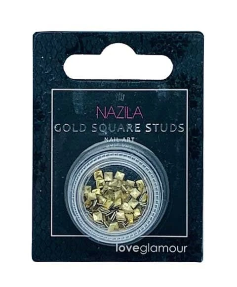 Nail Art Charm Gold Square Studs - Image 3