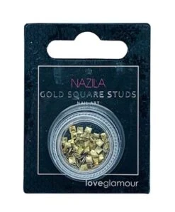 Nail Art Charm Gold Square Studs